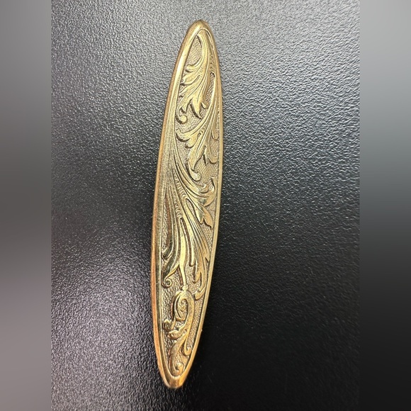 Vintage Etched Leaf Gold-Tone Brooch - Picture 3 of 4